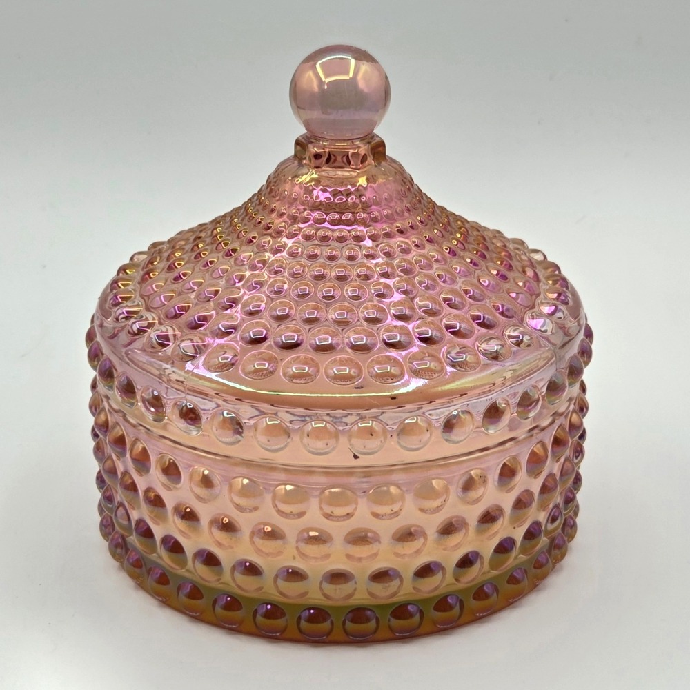 House Of Harlow Pink Opal Hobnail Jar 14 Oz Soy Blend Candle Pink 1960's